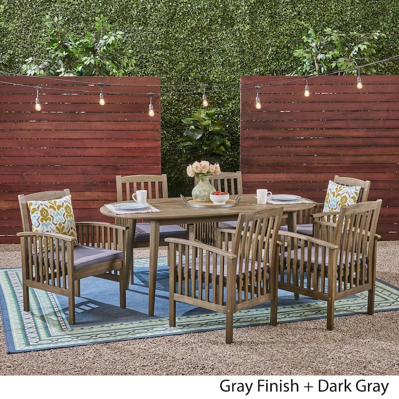 Casa Outdoor 6-seater Oval Acacia Dining Set by Christopher Knight Home