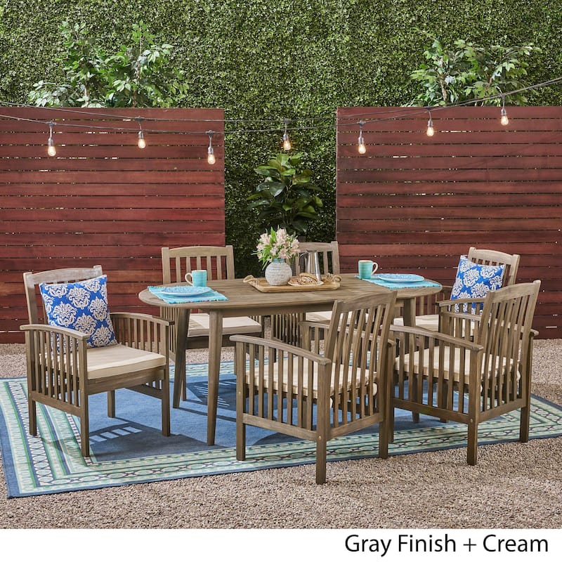 Casa Outdoor 6-seater Oval Acacia Dining Set by Christopher Knight Home