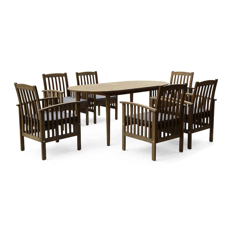 Casa Outdoor 6-seater Oval Acacia Dining Set by Christopher Knight Home