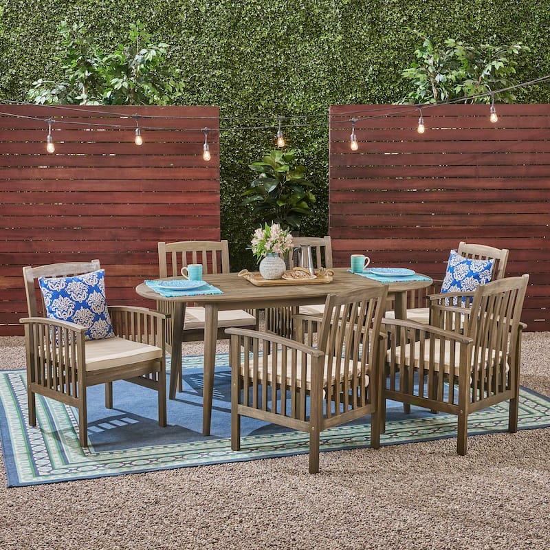 Casa Outdoor 6-seater Oval Acacia Dining Set by Christopher Knight Home