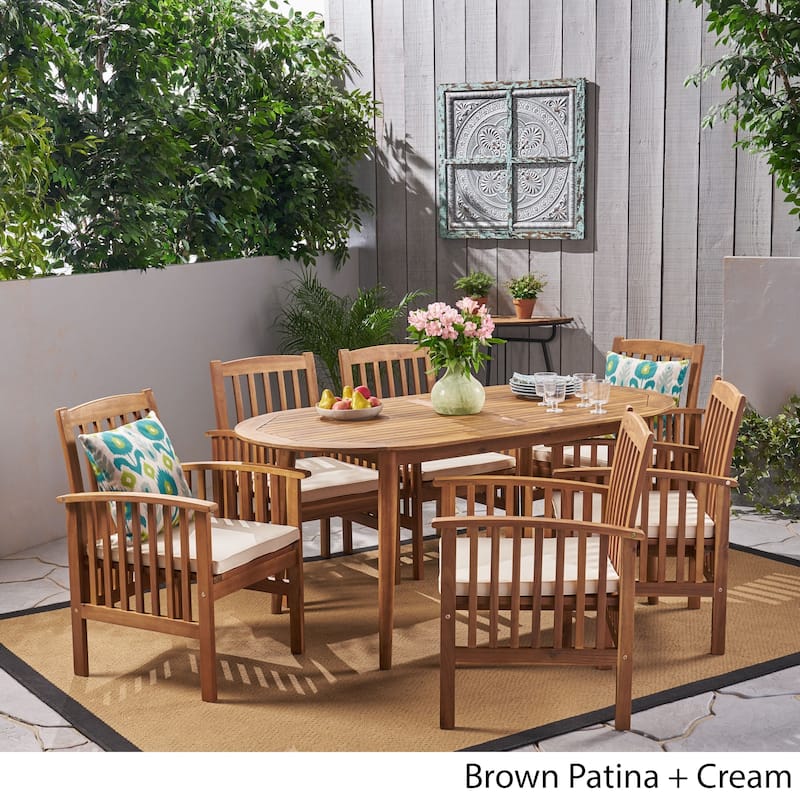 Casa Outdoor 6-seater Oval Acacia Dining Set by Christopher Knight Home