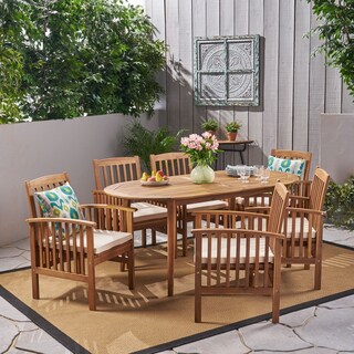 Casa Outdoor 6-seater Oval Acacia Dining Set by Christopher Knight Home