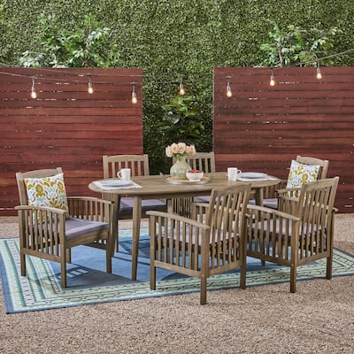 Casa Outdoor 6-seater Oval Acacia Dining Set by Christopher Knight Home