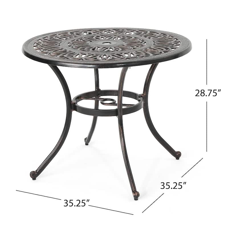 Tucson Outdoor 4-seater Round Cast Aluminum Dining Set by Christopher Knight Home