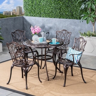 Tucson Outdoor 4-seater Round Cast Aluminum Dining Set by Christopher Knight Home