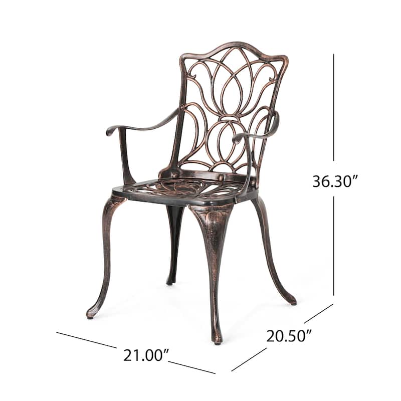 Tucson Outdoor 4-seater Round Cast Aluminum Dining Set by Christopher Knight Home