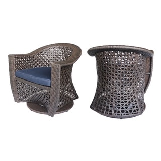 Big Sur Outdoor Wicker Swivel Chair with Cushions (Set of 2) by Christopher Knight Home