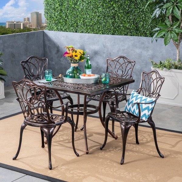 christopher knight cast aluminum dining set