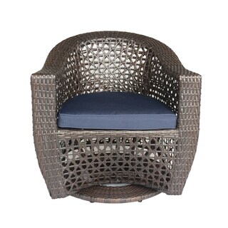 Big Sur Outdoor Wicker Swivel Chair with Cushions by Christopher Knight Home