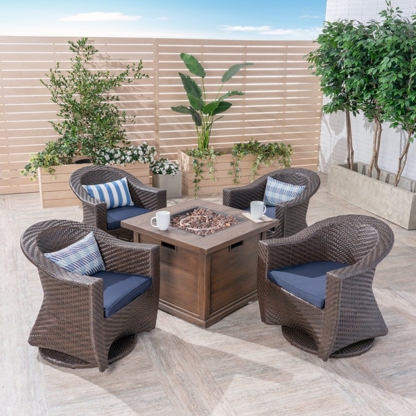 Fire pit sets discount with swivel chairs