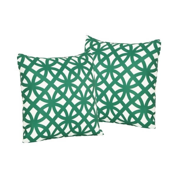 slide 6 of 7, Mod Gate Outdoor 17.75" Square Cushion (Set of 2）by Christopher Knight Home Green