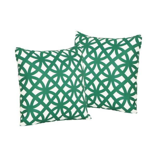 slide 6 of 7, Mod Gate Outdoor 17.75" Square Cushion (Set of 2)by Christopher Knight Home Green