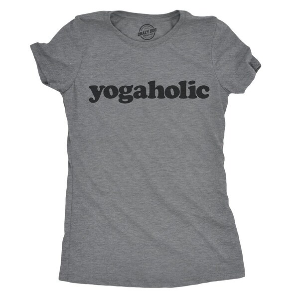 Womens Yogaholic Tshirt Funny Fitness Addicted To Yoga Work Out Tee