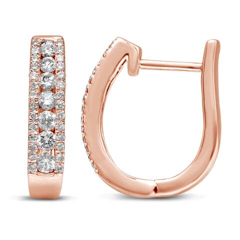 Unending Love 10K Rose Gold 5/8 Cttw Diamond U-Hoop Fashion Earrings