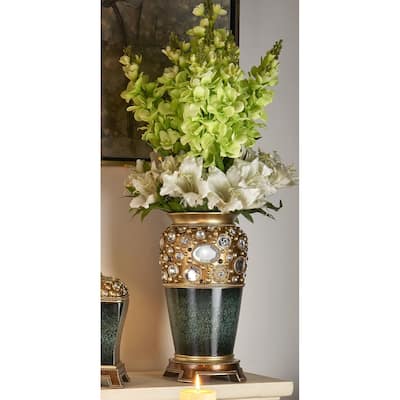 Sedona Marbelized Green/ Gold Accent Decor Vase