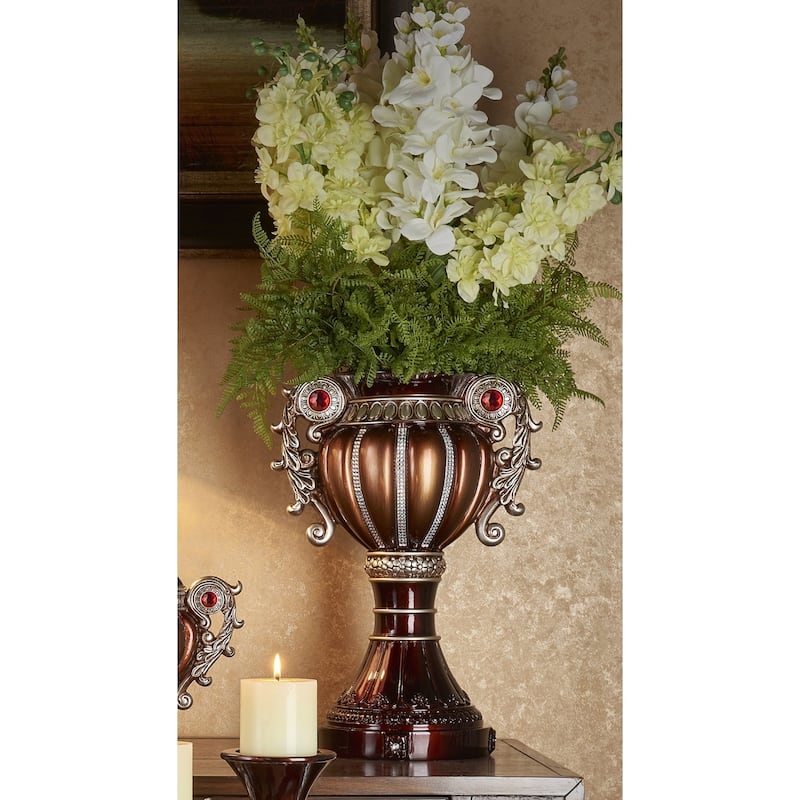Delicata Bronze Silver Urn Accent Decor Vase