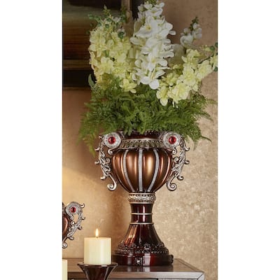 Delicata Bronze Silver Urn Accent Decor Vase
