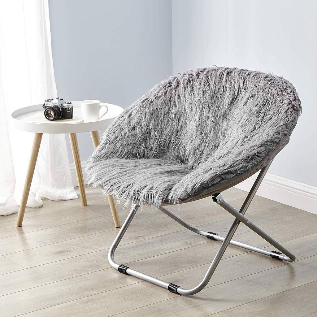 Faux Fur Moon Chair - Dark Gray by DormCo