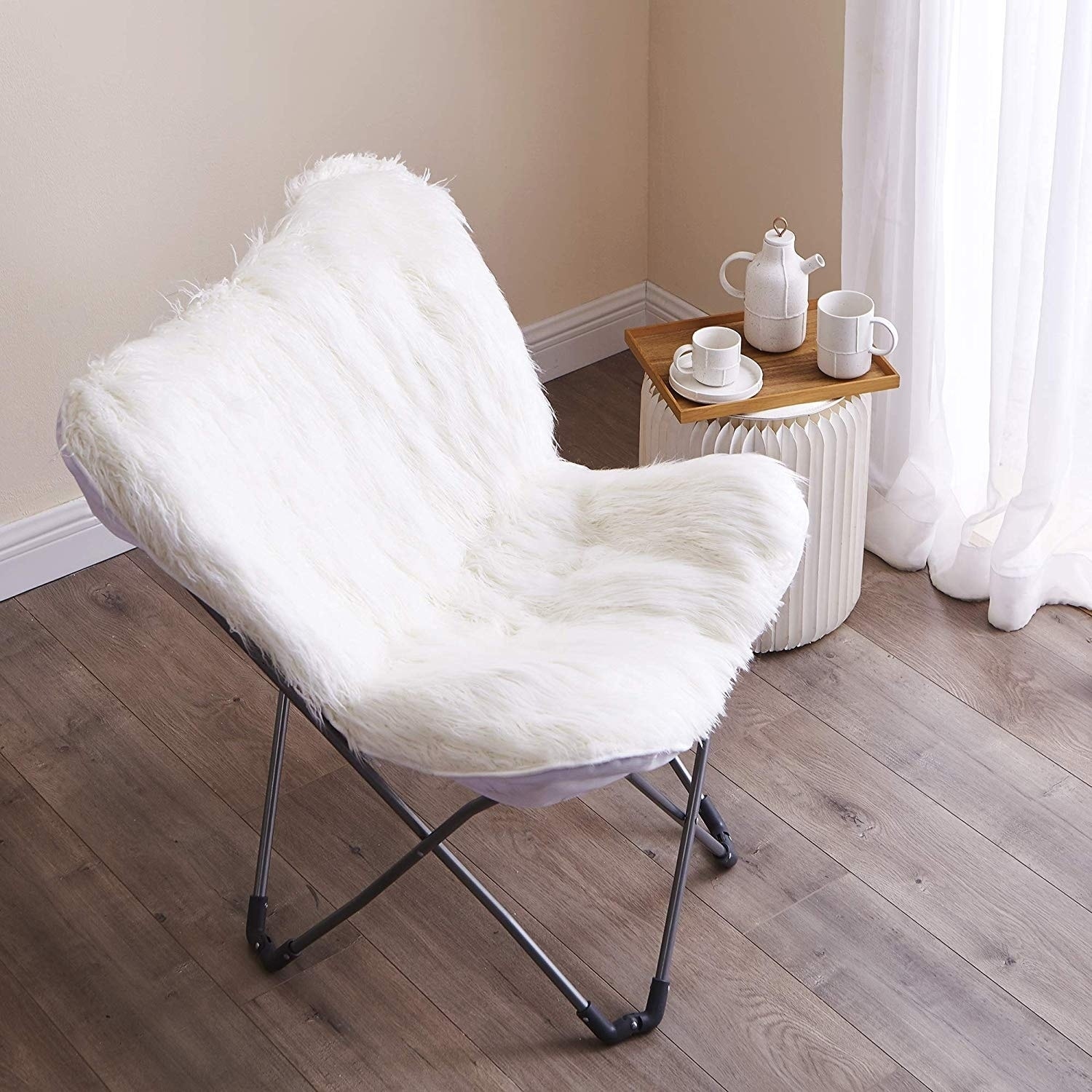 Faux Fur Butterfly Chair White Overstock 23582732