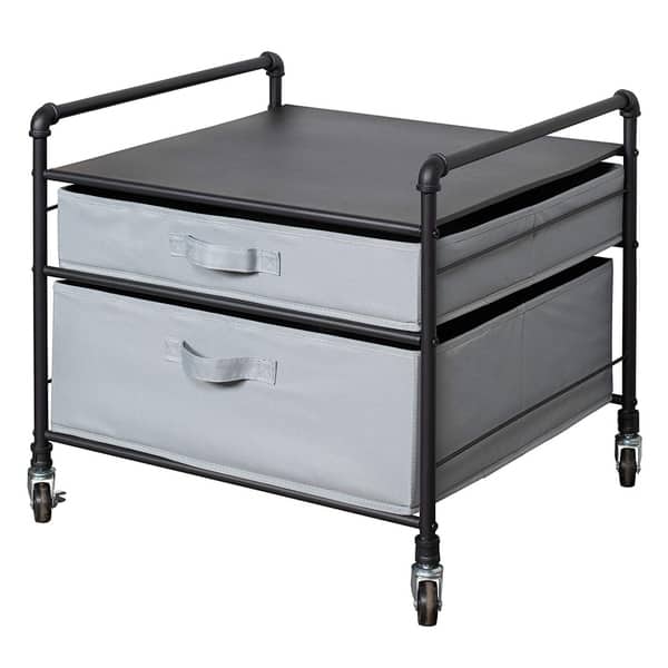 THE FRIDGE STAND SUPREME - BLACK PIPE FRAME WITH LIGHT GRAY DRAWERS