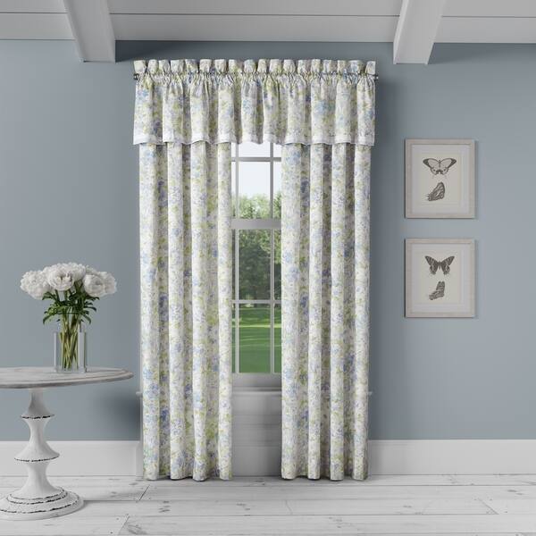 Shop Five Queens Court Flora Blue White Cotton 84 Inch Window