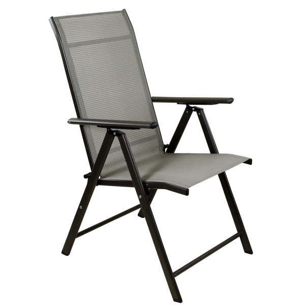 Shop 40" Brown Steel and Mesh Foldable Reclining Patio Arm Chair - Free