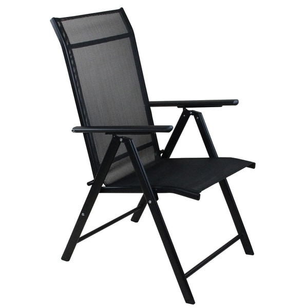 40 Black Steel And Mesh Foldable Reclining Patio Arm Chair C5103da6 F3ea 4ce4 8288 E5c84526749a 600 