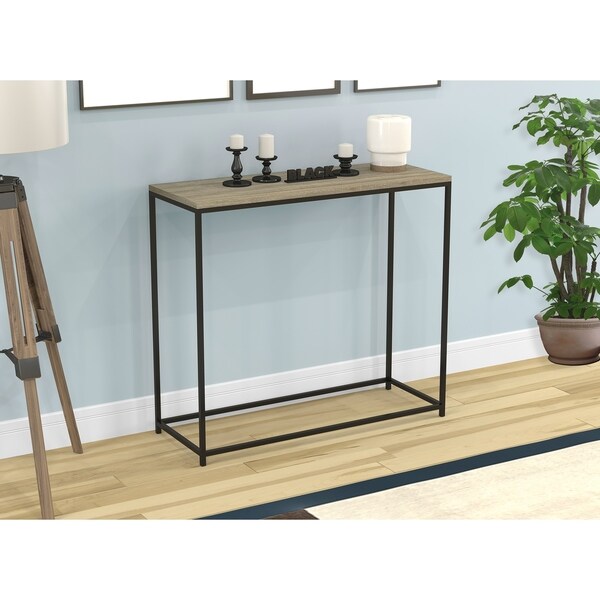 Console Table-Dark Taupe/Black Metal