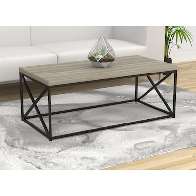 Coffee Table-48"L/Grey Wood/Black Metal