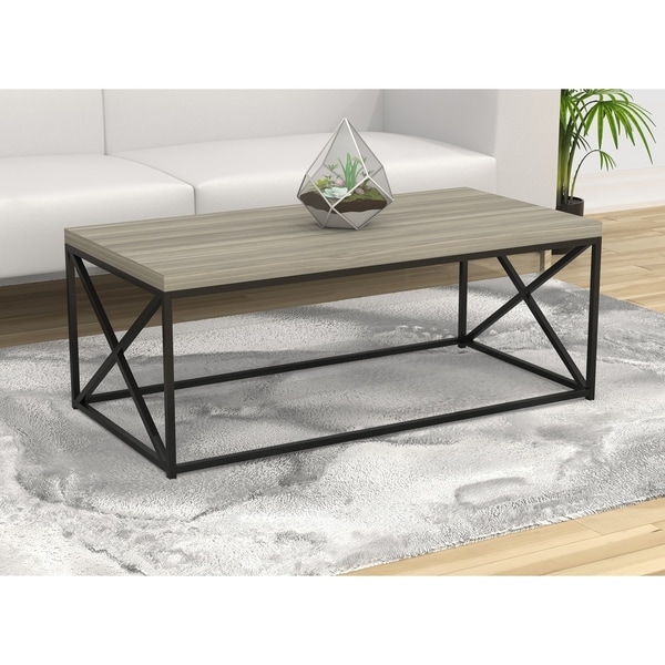 Coffee Table-48"L/Grey Wood/Black Metal