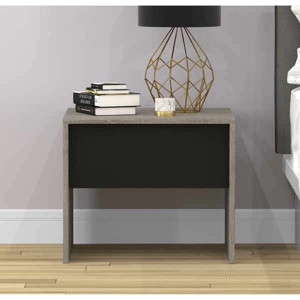 Accent Table-Grey Wood W/T Black Drawer