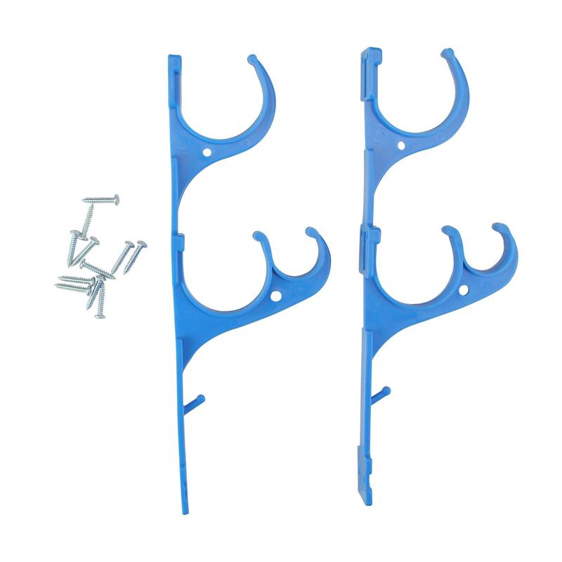 Set of 2 Blue Pole and Vacuum Hose Swimming Pool Accessory Hangers