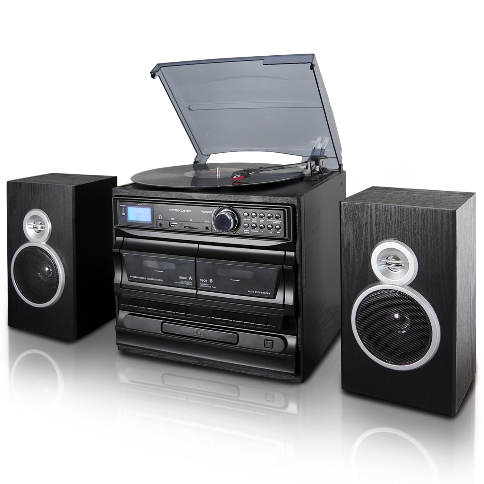 Record Playershome Turntables Double Cassette Player Bluetooth 3 Speed Turntable With Cd Player