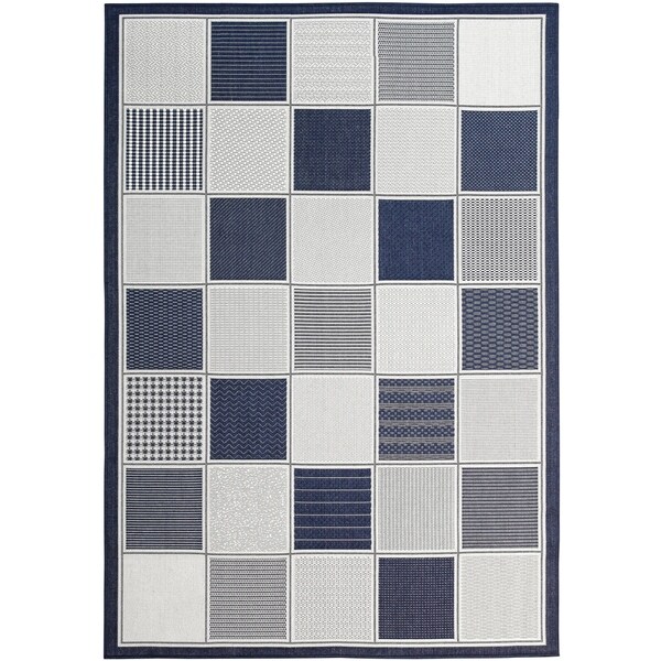 Lylah Home Navy (5'x8') Indoor / Outdoor Rug - 5' x 8'
