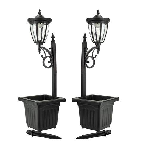 Sun-Ray Kambria Solar Lamp Post and Planter (Set of 2)