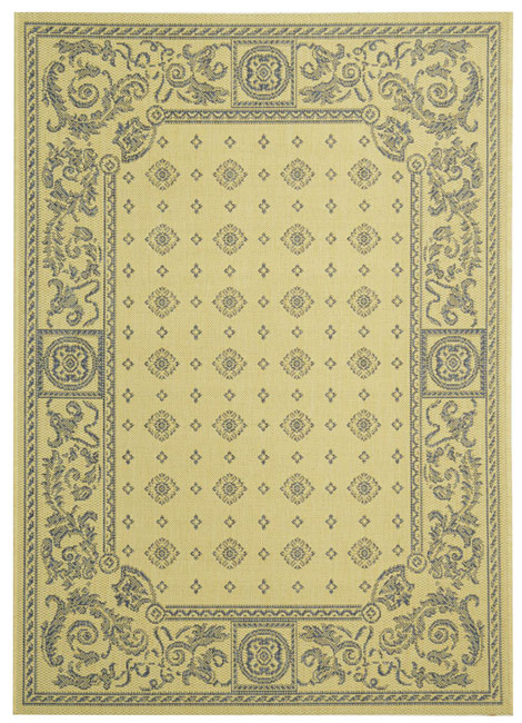 Indoor/ Outdoor Beaches Natural/ Blue Rug (53 X 77) (IvoryPattern GeometricMeasures 0.25 inch thickTip We recommend the use of a non skid pad to keep the rug in place on smooth surfaces.All rug sizes are approximate. Due to the difference of monitor col