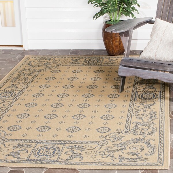 Safavieh Beaches Natural/ Blue Indoor/ Outdoor Rug - 8' x 11'