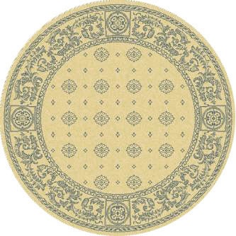 Indoor/ Outdoor Beaches Natural/ Blue Rug (67 Round)