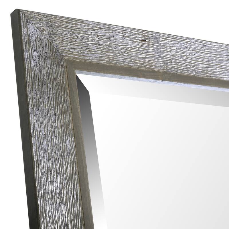 20.5x32.5 Silver & Gray Finish Real Wood Bevel Mirror by Mirrorize