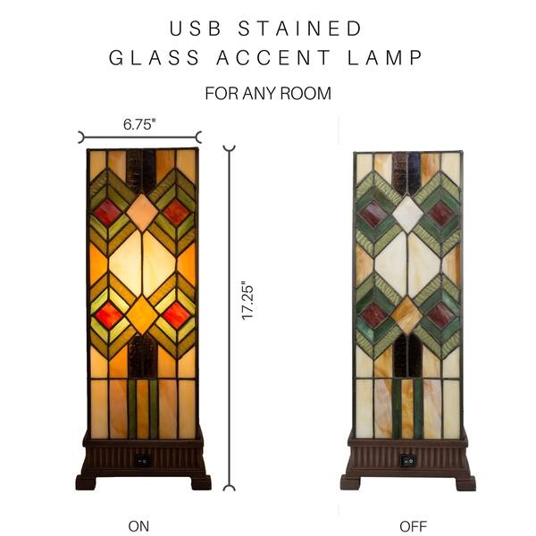 Tiffany-Style 6.5 Wireless LED Stained Glass Tea Cup Accent Lamp