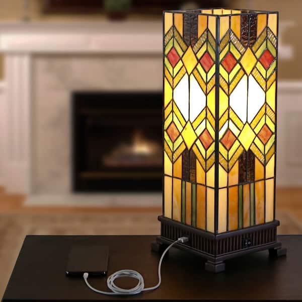 Tiffany-Style 6.5 Wireless LED Stained Glass Tea Cup Accent Lamp