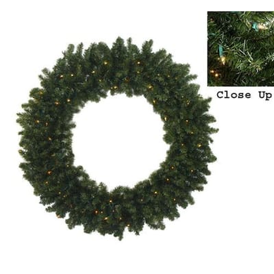 5' Pre-Lit Commercial Canadian Pine Artificial Christmas Wreath Clear Lights