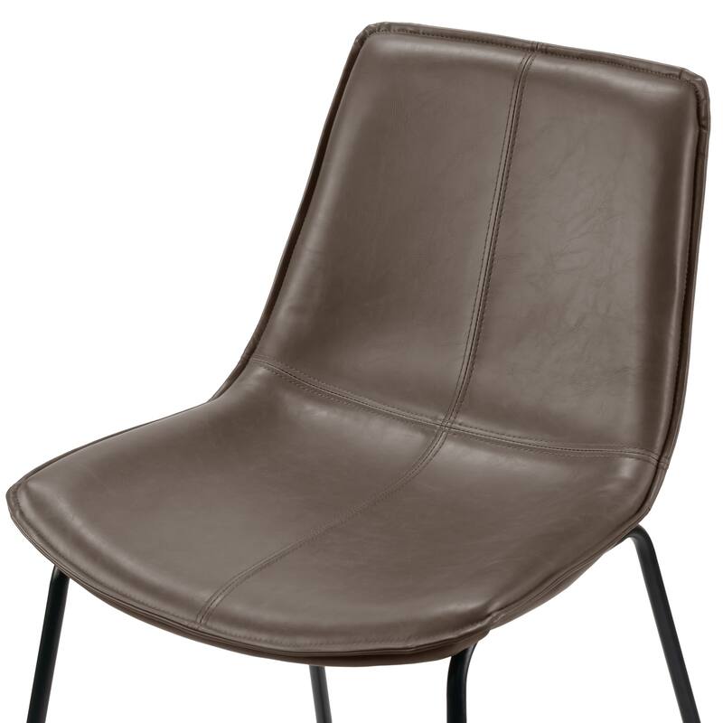Set of 2 Amery Iron Frame Vintage Brown Faux Leather Counter Stool