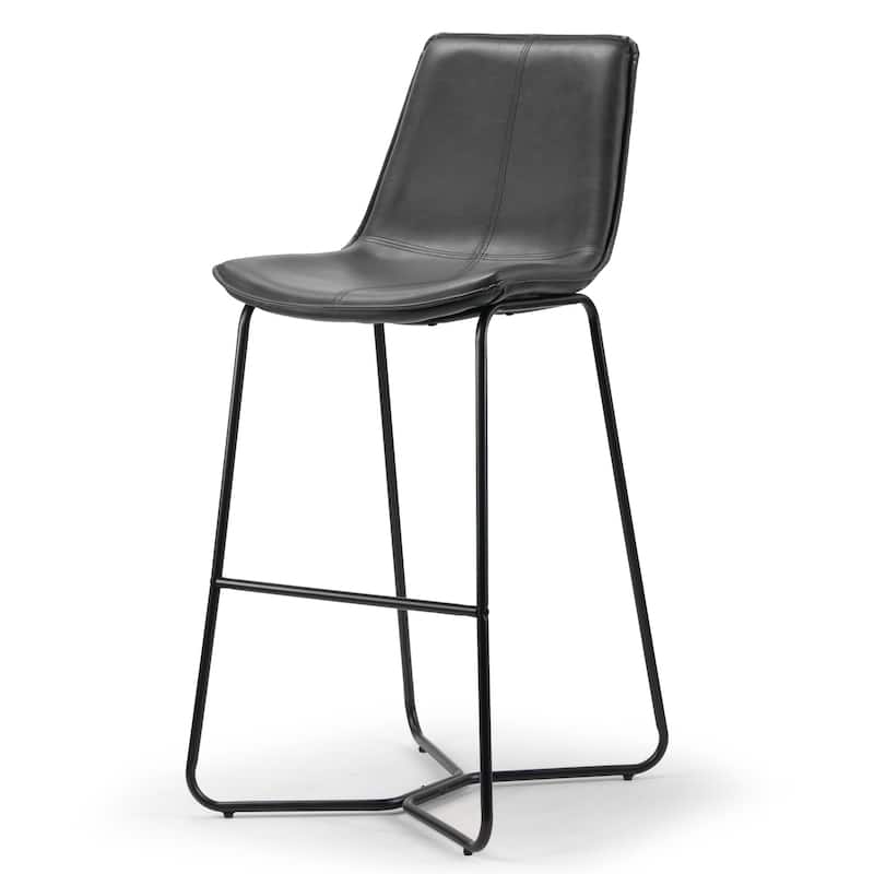 Amery Vintage Grey Faux Leather Iron Frame Bar Stool (Set of 2)