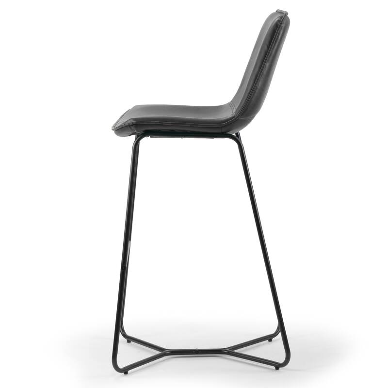 Amery Vintage Grey Faux Leather Iron Frame Bar Stool (Set of 2)