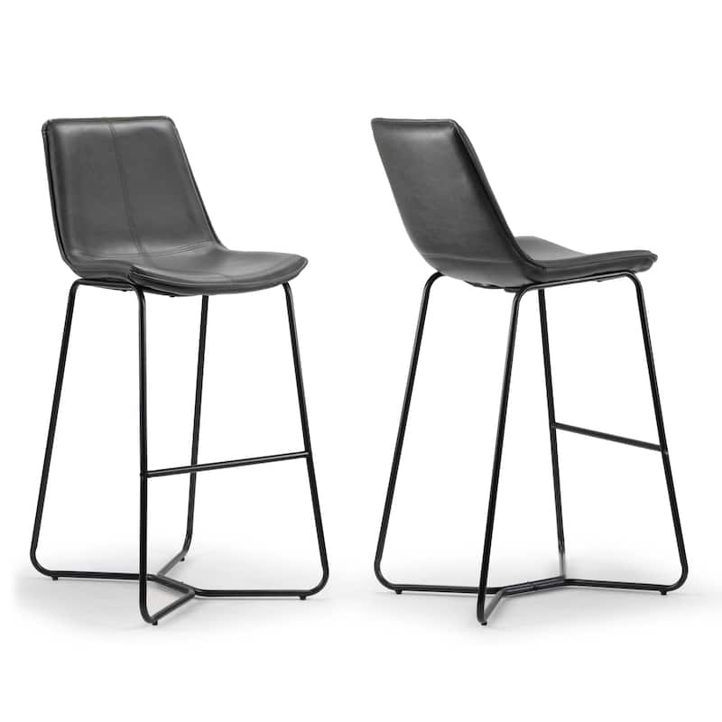 Amery Vintage Grey Faux Leather Iron Frame Bar Stool (Set of 2)