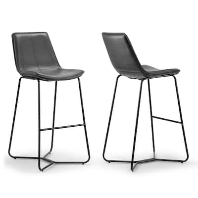 Amery Vintage Grey Faux Leather Iron Frame Bar Stool (Set of 2)