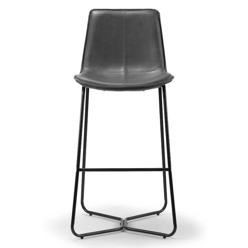 Amery Vintage Grey Faux Leather Iron Frame Bar Stool (Set of 2)