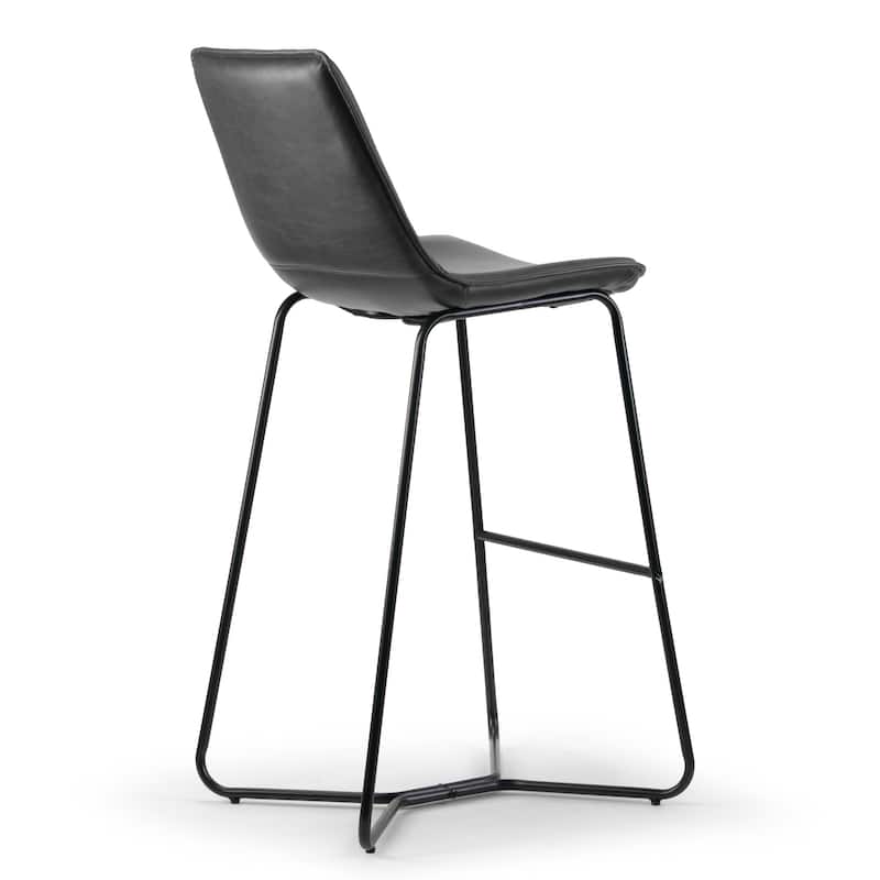 Amery Vintage Grey Faux Leather Iron Frame Bar Stool (Set of 2)