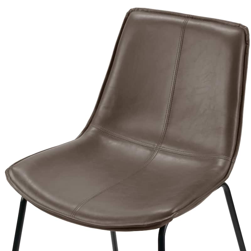 Amery Iron Frame Vintage Brown Faux Leather Bar Stool (Set of 2)